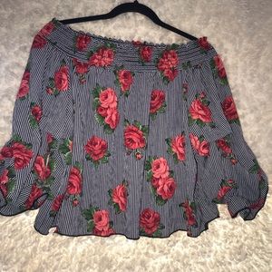 stripped off the shoulder blouse